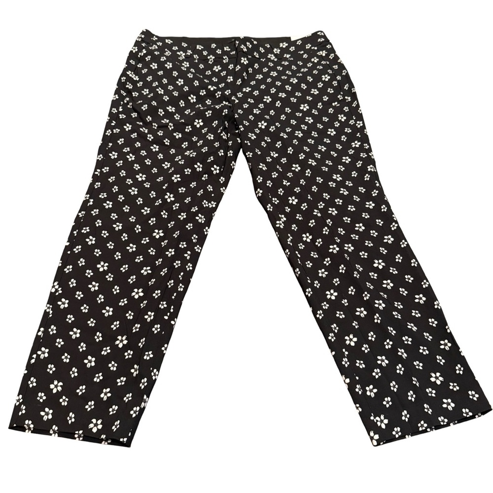 Lane Bryant Allie Skinny‎ Ankle Floral Stretch Pants Black White 18R NWT